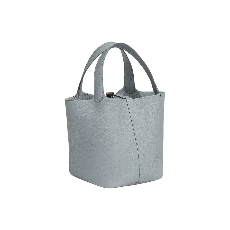 HERMES Picotin Lock Clemence Calfskin Basket Bag, Bucket Bag, Handbag Women's 8U Bleu Glacier Blue-2