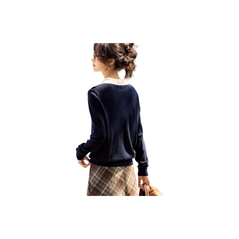 Mo Han Yi Mei Sweater Women's Navy Blue-1
