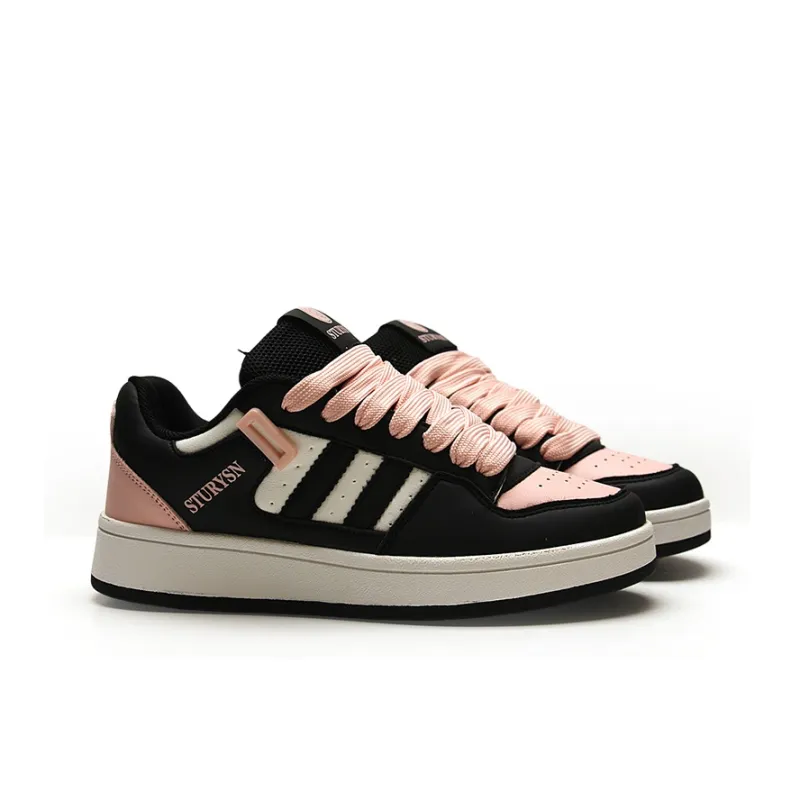 STUR YSN Wear resistant And Lightweight Low Top Skateboard Shoes Unisex Black Pink-2