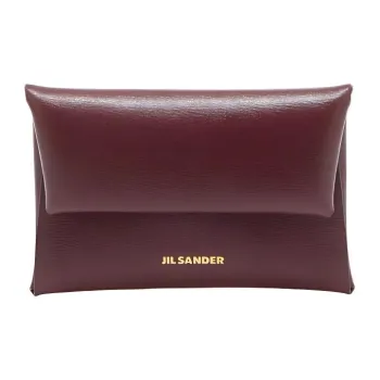 JIL SANDER Calfskin Coin Purse Women's Garnet Red