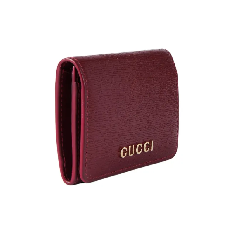 GUCCI Leather Card Holder Women's Red-1