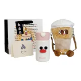 [Birthday Shopping Bag+Cap Bag+Greeting Card]White Pink (Big Eyes with Red Lips)