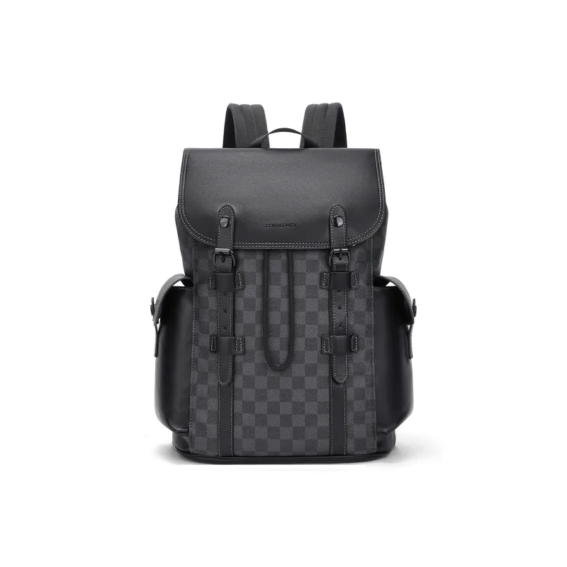 CORALDAISY Synthetic Leather Backpack Regular Men's Knight Black-0