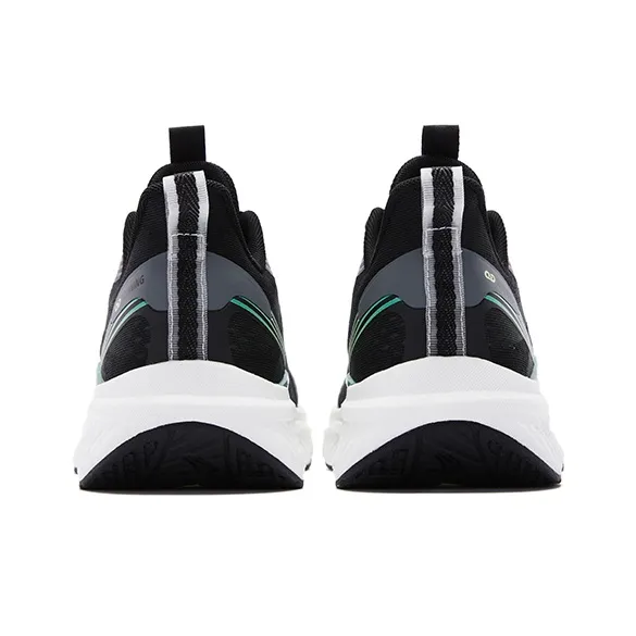 QIAODAN Breathable Cushioning Impact Resistant Low Top Casual Running Shoes Men's Black Green-5