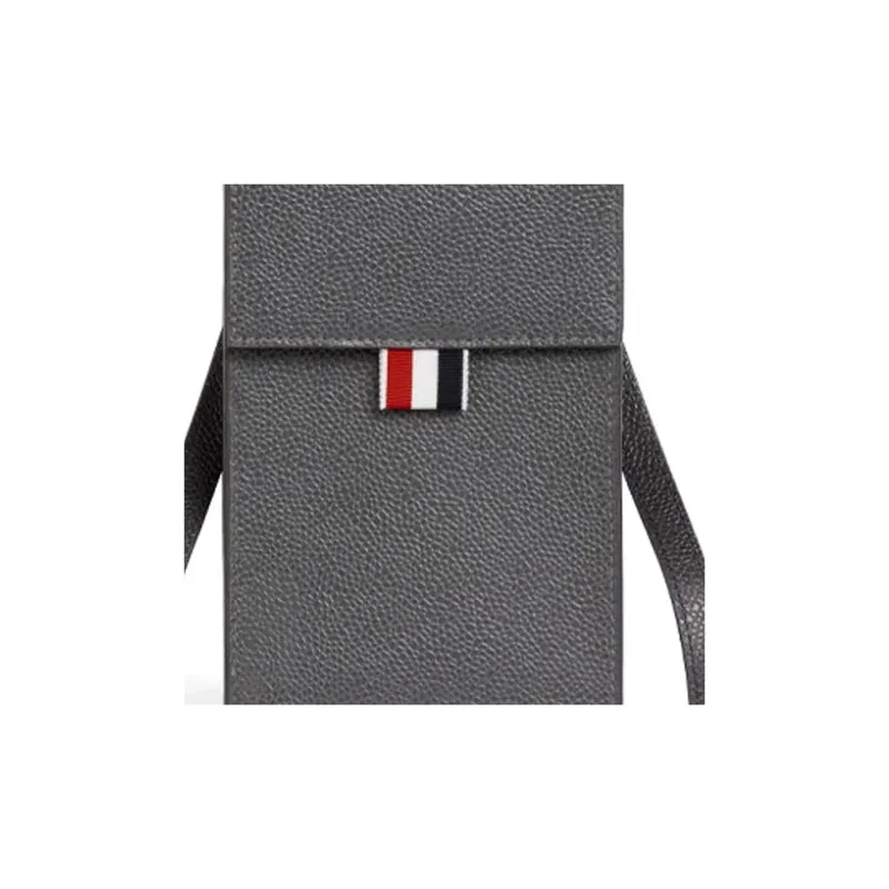 THOM BROWNE· Cow Leather Cell Phone Stand, Cell Phone Pocket, Cell Phone Pouch Men's Dark Gray-3