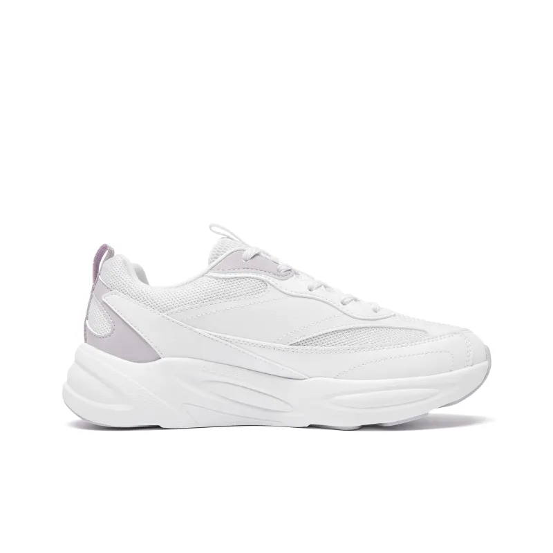 QIAODAN Cushioning Anti Slip And Wear Resistant Low Top Casual Running Shoes Women's White Purple-1