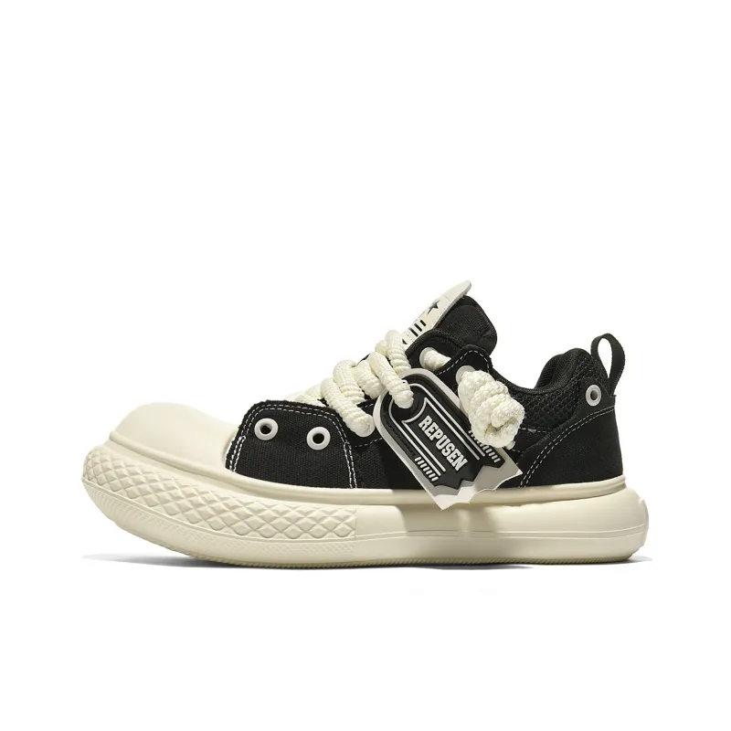 REPUSEN Skateboard Shoes Men Low Top Black/Beige-1