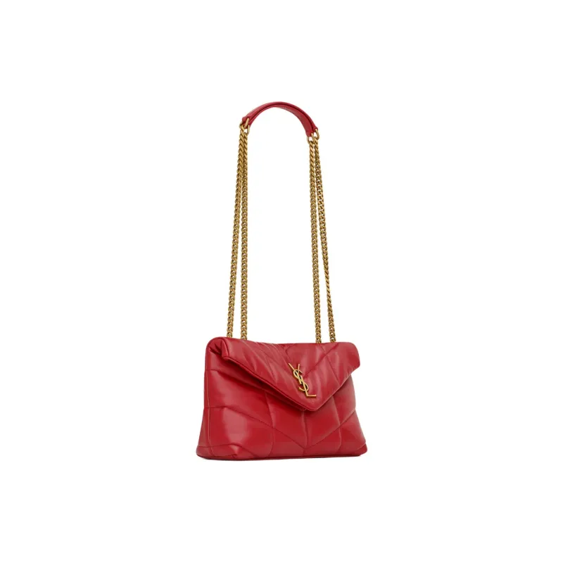 SAINT LAURENT PUFFER Nappa Sheepskin Envelope Bag, Portable Crossbody Bag, Shoulder Bag Mini Women's Alluring Red-1