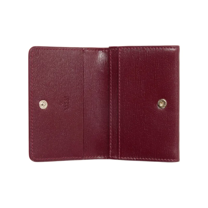 GUCCI Leather Card Holder Women's Red-3