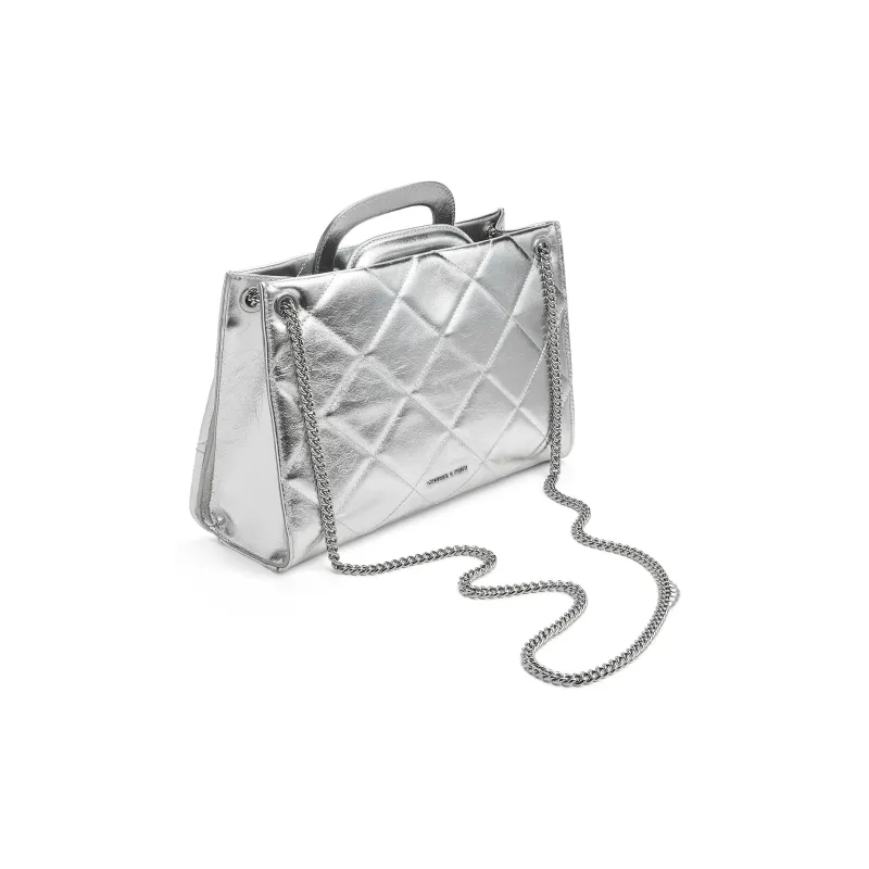 CHARLES&KEITH PU One Shoulder Handbag Medium Size Women's Black/Cream, Milk White/Silver-12