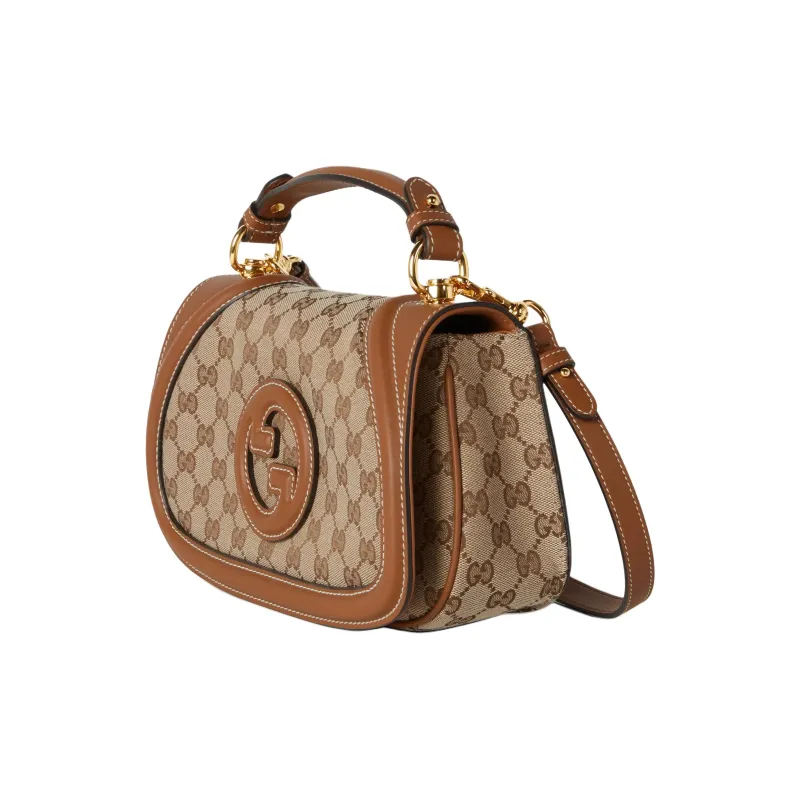 GUCCI Blondie Canvas Shoulder Bag, Crossbody Bag, Handbag Trumpets Women's Beige & Ebony-1