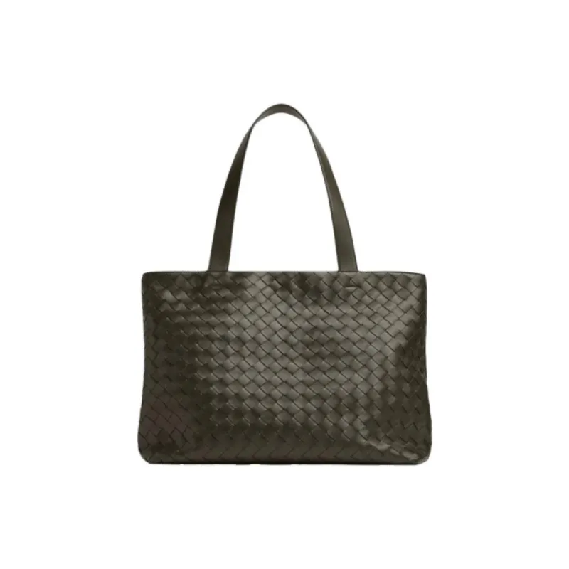 Bottega Veneta Intrecciato Cow Leather Tote Bag Shopping Bag Shoulder Bag Handbag Small Size Men's Khaki-0