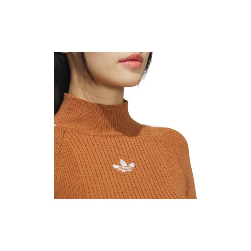 Adidas Originals Premium Knit Turtleneck Top Sweater Women's Wild Brown-5
