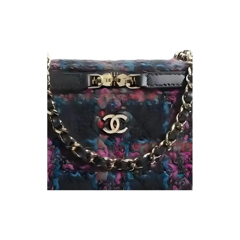 CHANEL 22K Autumn And Winter Wool Twill Soft Tweed Makeup Bag, Shoulder Bag, Crossbody Bag Women's Multicolor-1
