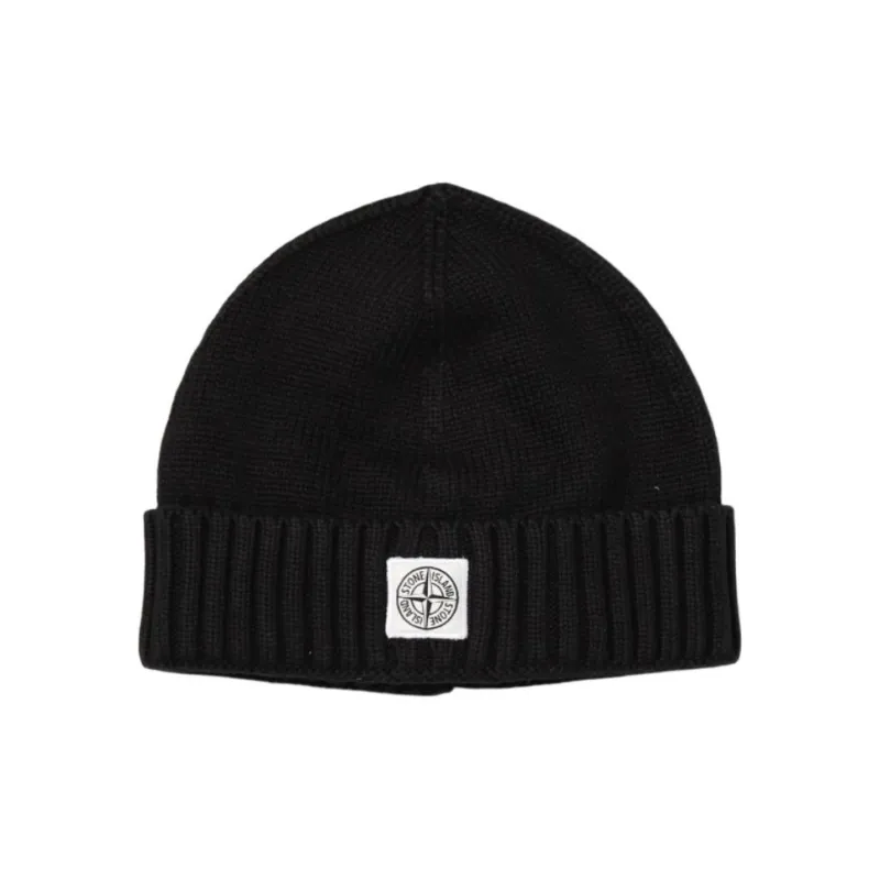 STONE ISLAND Logo Patch Ribbed Beanie-0