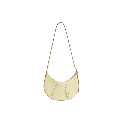 HERMES Arcon Clemence Bullhide With Swift Leather Moon Bag Shoulder Bag Crossbody Bag Women's Beige Yellow