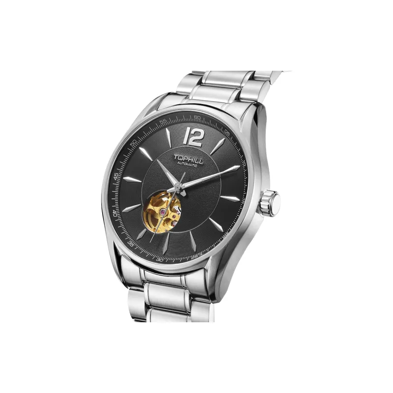 TOPHILL Automatic Mechanical Movement Stainless Steel Strap Watch Men's Watches White Dial-5
