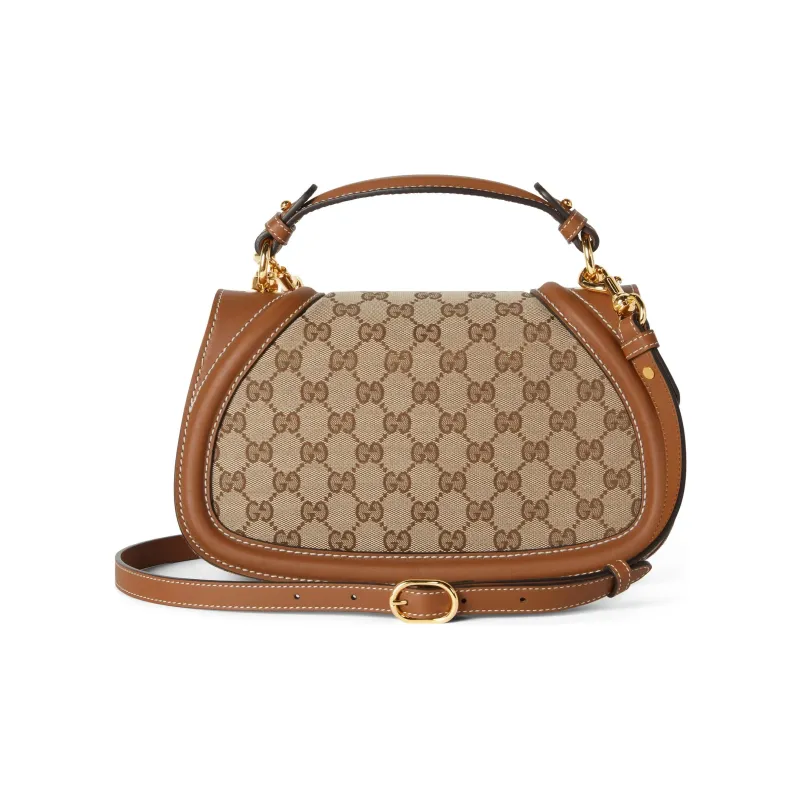 GUCCI Blondie Canvas Shoulder Bag, Crossbody Bag, Handbag Trumpets Women's Beige & Ebony-3