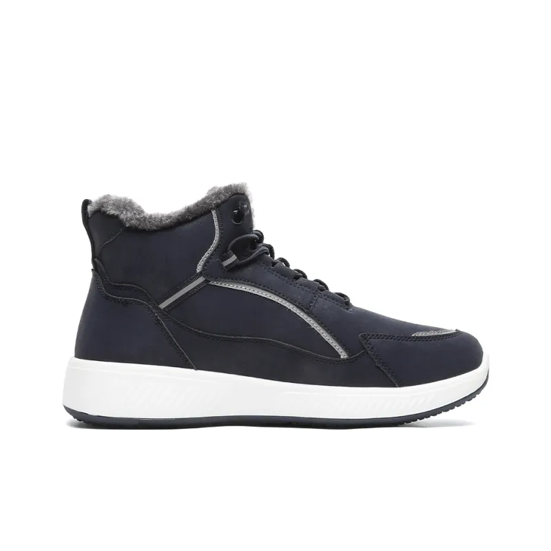 Warrior Warm And Wear Resistant High Top Skateboard Shoes Men's Navy Blue-1