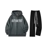 Set [Dark Gray Hoodie+Black Casual Pants]