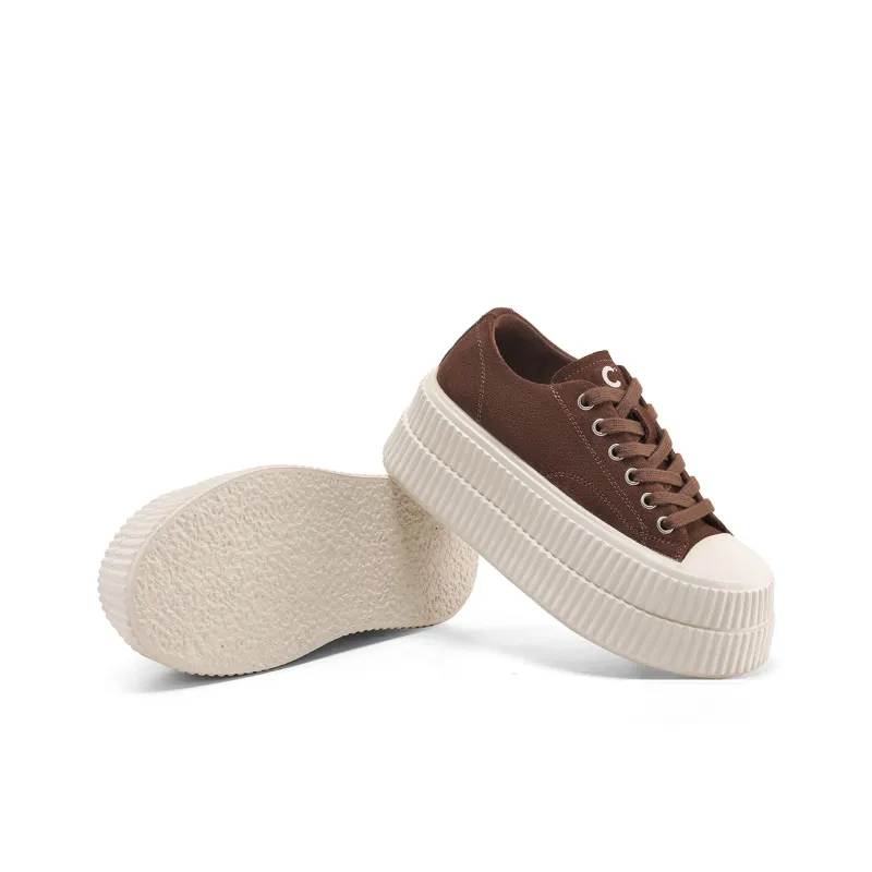 C°BANNER Support Height Enhancement Low Top Skateboard Shoes Women's Coffee-4