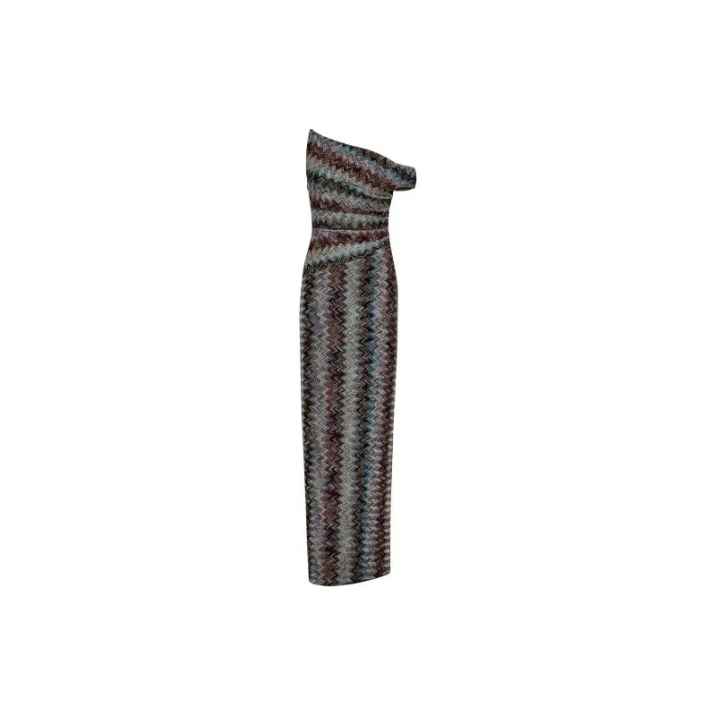 MISSONI Zigzag Lamé Scarf Collar Dress-1