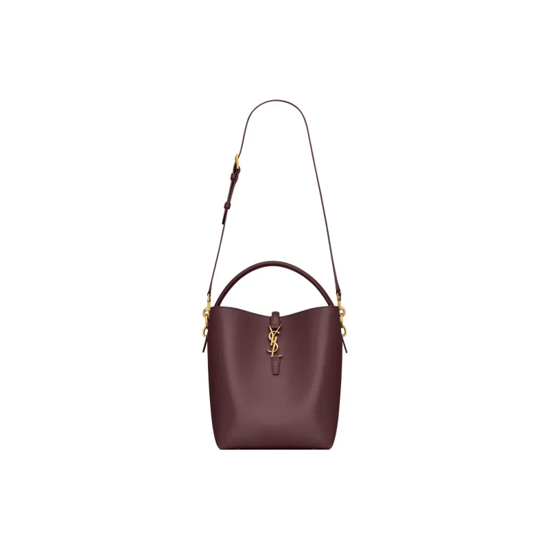 SAINT LAURENT Cow Leather Bucket Bag, Shoulder Bag, Crossbody Bag, Handbag Women's Cabernet Sauvignon Red-1
