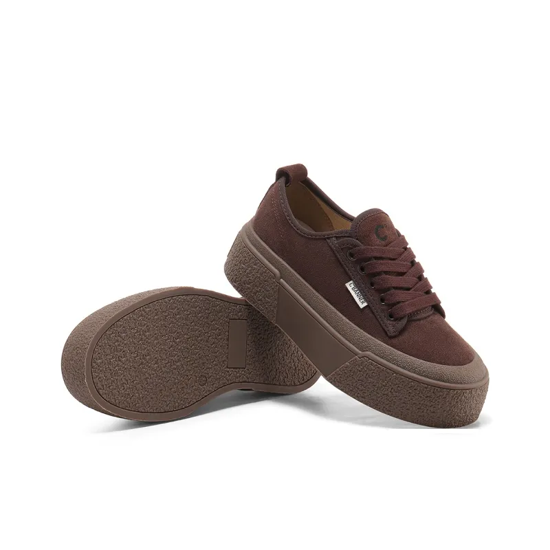 C°BANNER Cushioning Height Increasing Low Top Skateboard Shoes Women's Coffee-3