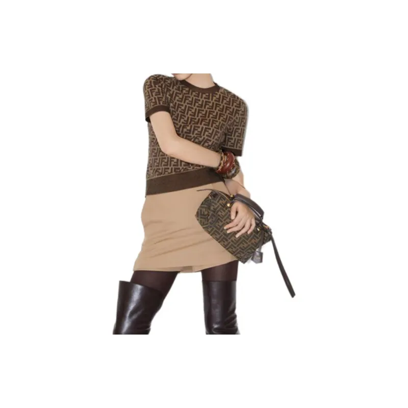 FENDI Ff Jacquard Short Sleeved Crewneck Jumper-2