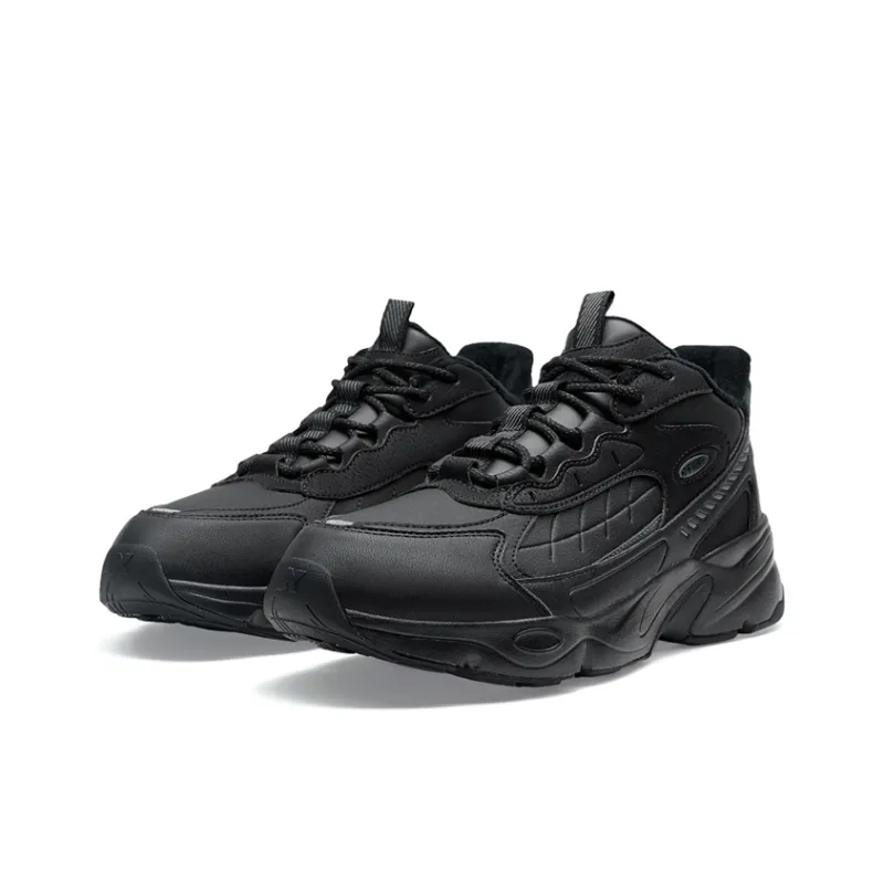 XTEP Nomadic Warm Wear Resistant Slip Resistant Mid Top Casual Shoes Men's Black-3