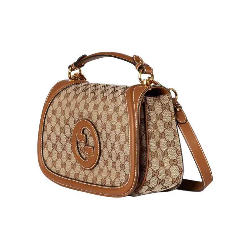 GUCCI Blondie Canvas Canvas Bag Shoulder Bag Crossbody Bag Handbag Medium Size Women's Beige & Dark Brown-1