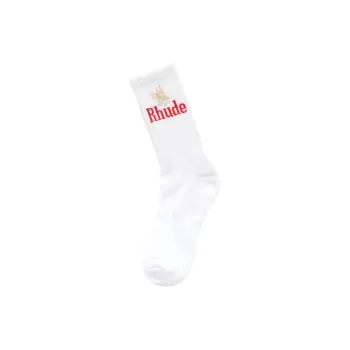 RHUDE FW24 Mid Calf Socks Unisex 1 Pack White