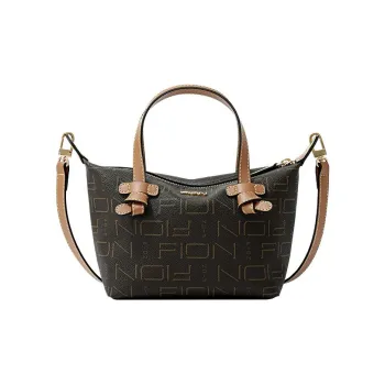 FION Artificial Leather Dumpling Bag Shoulder Bag Crossbody Bag Handbag Medium Size Women's Coffee & Tea Brown