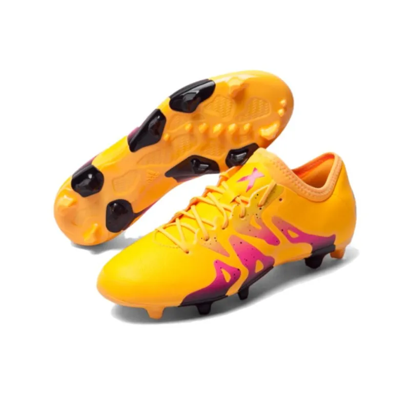 Adidas FG Rubber Long Studs Anti Slip Wear Resistant Soccer Shoes Men's Yellow-3