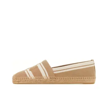 TORY BURCH Double T Jacquard Espadrille Cammello Ash White Women's