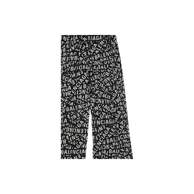 Balenciaga All Over Logo Printed Wide Leg Trousers-3