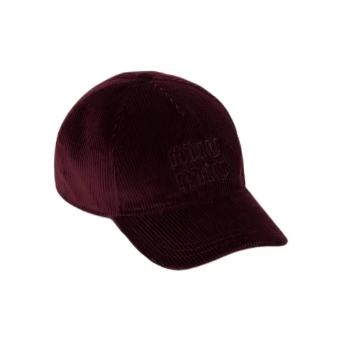 MIU MIU Fabric Velvet Baseball Caps Unisex Red