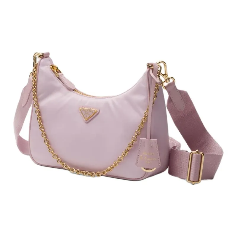 PRADA Re-Edition Fabric Hobo Bag Portable Crossbody Bag Shoulder Bag Mini Women's Snowflake Gypsum-1