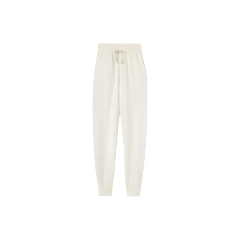 Loro Piana FW24 Knitted Sweatpants Women's Nougat-1
