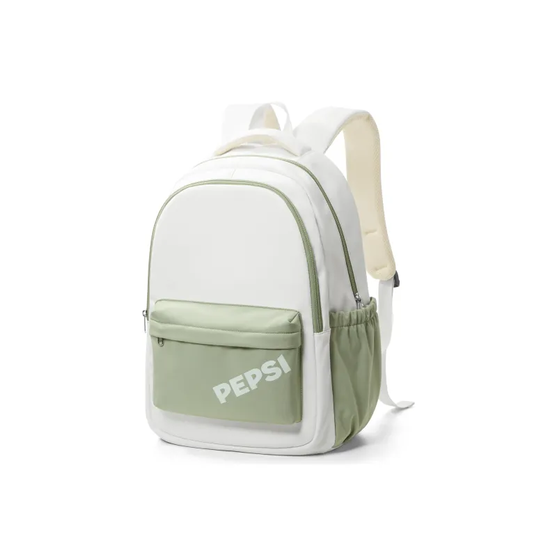 Pepsi Fabric Backpack Laptop Bag Backpack Regular Unisex White Green/Black-1