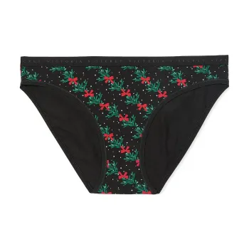 Victoria's Secret Stretch Cotton Bikini Panty / Black Mistletoe Underpants Women's 1 Pack Black