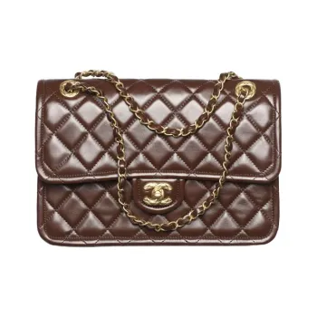 CHANEL Calfskin Shoulder Bag, Crossbody Bag Tubas Women's Dark Brown