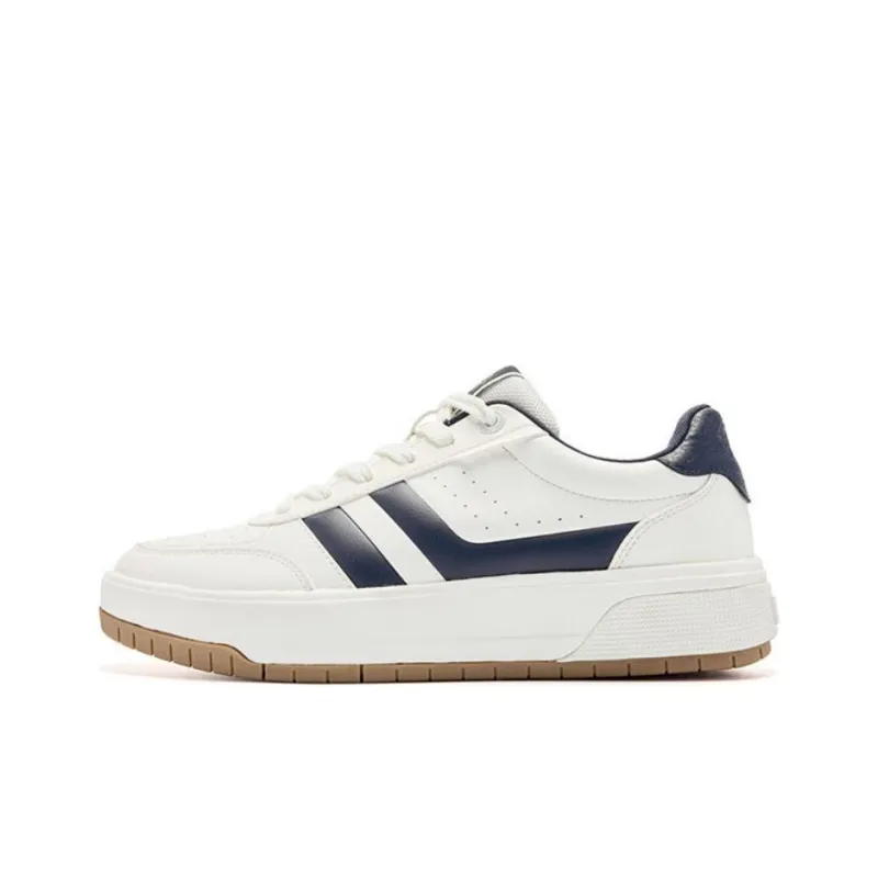 QIAODAN Anti Slip Wear Resistant Low Top Skateboard Shoes Men's White Blue-0
