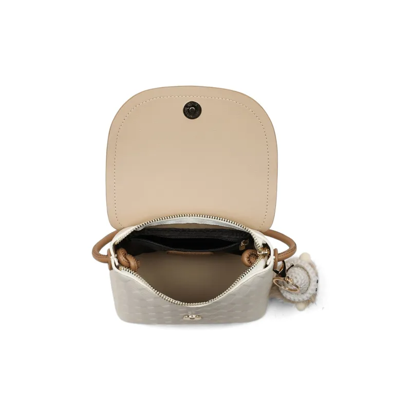 MILLIE'S Cow Leather Shoulder Bag, Crossbody Bag, Bucket Bag Trumpets Women's Ecru-3