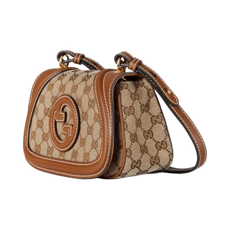 GUCCI Blondie Canvas Bag, Crossbody Bag, Shoulder Bag Mini Unisex Beige & Dark Brown-1