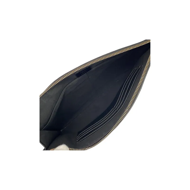 FENDI PVC Clutch Men's Black Yellow-10