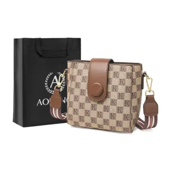 AOKANG PVC Bucket Bag Shoulder Bag, Crossbody Bag Shoulder Bag, Commuter Bag Regular Women's Khaki/Coffee