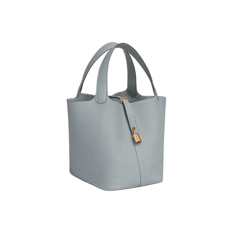 HERMES Picotin Lock Clemence Calfskin Basket Bag, Bucket Bag, Handbag Women's 8U Bleu Glacier Blue-1