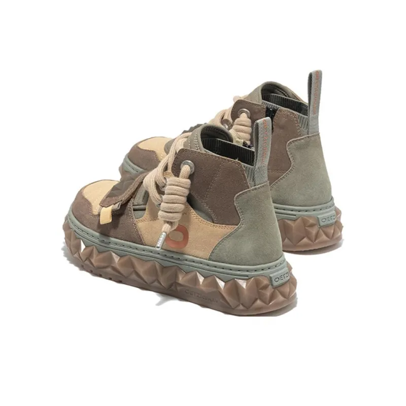 OETZI Skateboard Shoes Unisex High Top Khaki-2