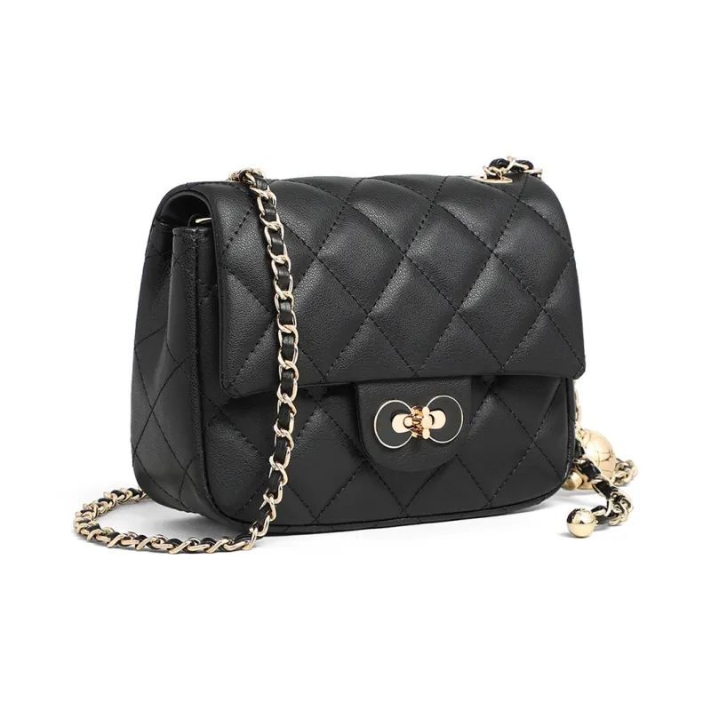 C°BANNER Cow Leather With Synthetic Leather Small Square Bag, Crossbody Bag, Shoulder Bag Women's Ecru/Black-9
